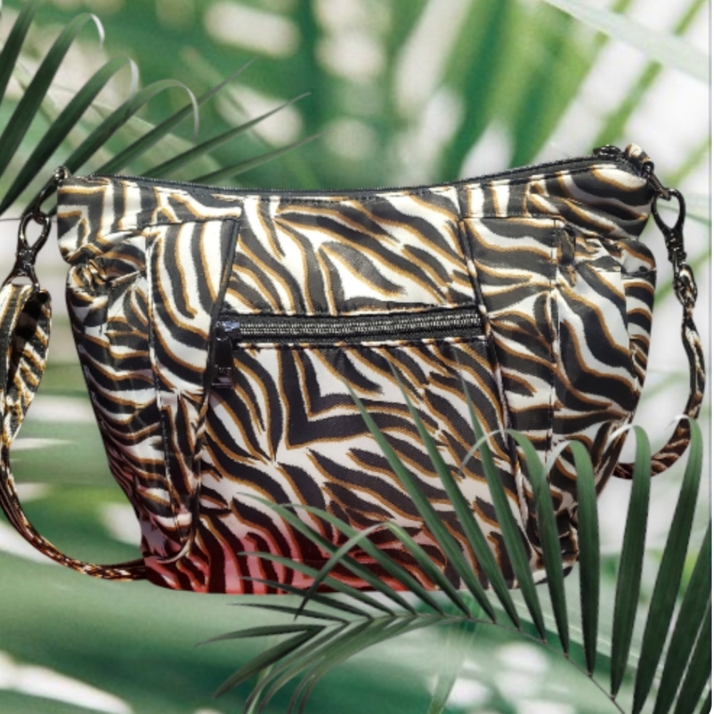 LUG mini Shuffle Black and White Zebra Print Shoulder Bag.